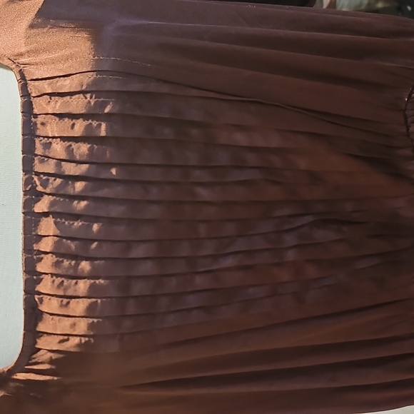 Elegant Brown Satin pintuck short sleeve plus size maxi Dress 2xl - Picture 2 of 4